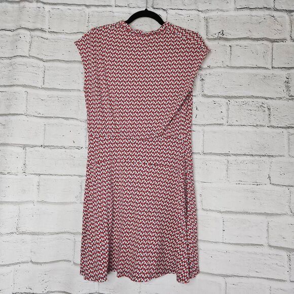 Boden Womens Multicolor Geometric Half Button Cap Sleeve Fit & Flare Dress Sz 8R - Picture 5 of 11